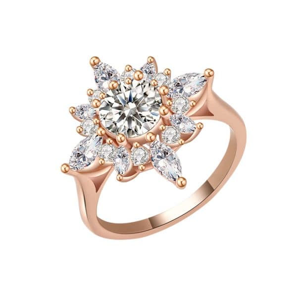 18K Gold Plating Beautiful Diamond Flower Ring