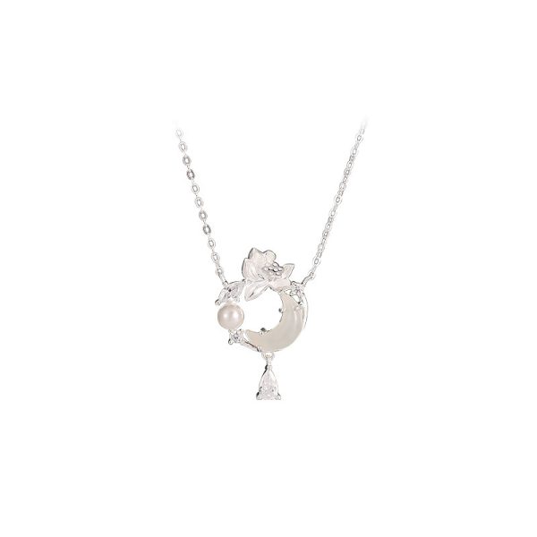 Original New Chinese Lotus Moon Necklace