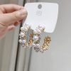 Silver Needle Temperament Pearl Circle Earrings Female Net Red