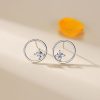 S925 Sterling Silver Circle Hollow Diamond Stud Earrings