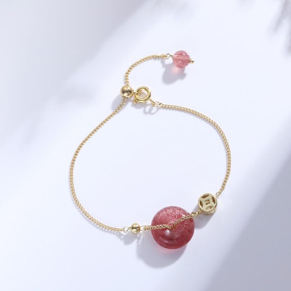 Strawberry Quartz Peace Buckle Lucky Crystal Bracelet