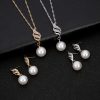 Simple Pearl Diamond Hemp Flowers Chain Earrings Necklace Jewelry Set