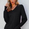 Sky Blue Shirred Shoulder Frilled Cuffs Long Sleeve Top