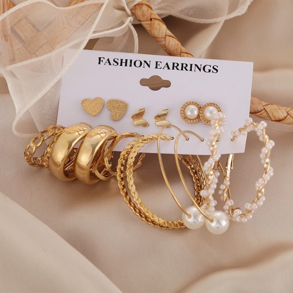 7cb201ac-8165-43f2-875f-2b615ae04f71.jpg Women's Jewelry Pearl Butterfly Chain Big Ear Stud Set 9-piece Set