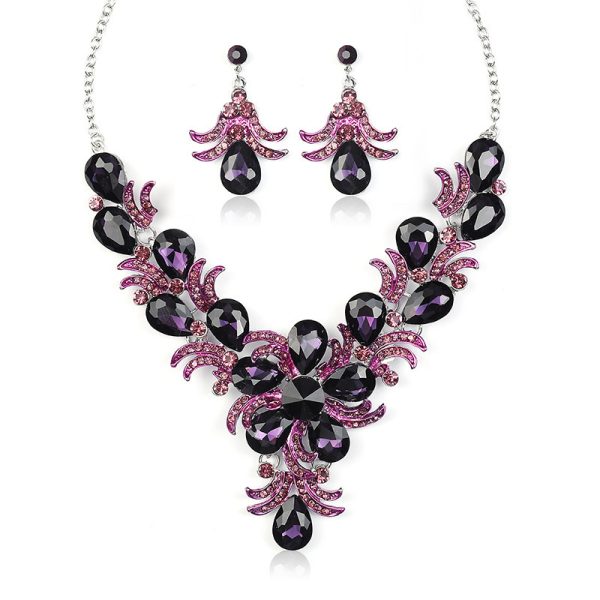 Diamond-Set Alloy Drop-Shaped Exaggerated Jewelry Necklace