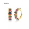 S925 Silver Hot Selling Cross Border Europe And The United States Big Circle Zircon Earrings With Multi-Color Round Earrings And Earrings