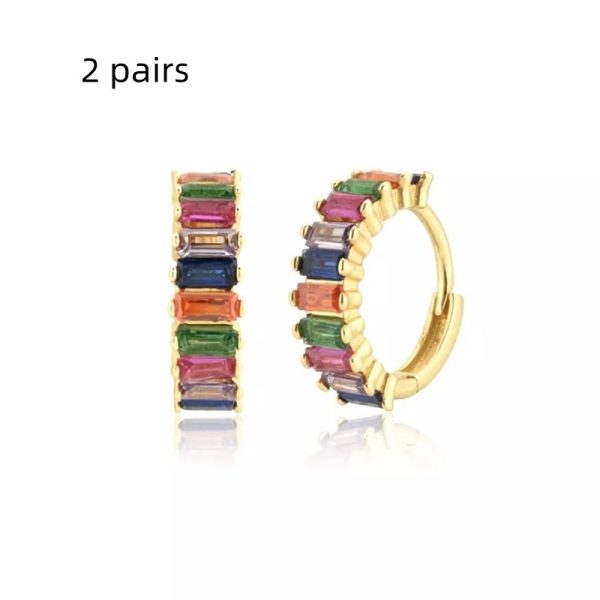 S925 Silver Hot Selling Cross Border Europe And The United States Big Circle Zircon Earrings With Multi-Color Round Earrings And Earrings