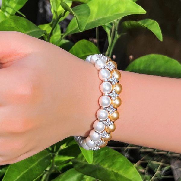 Micro Inlaid Zircon Banquet Evening Dress Shell Pearls Hand Jewelry
