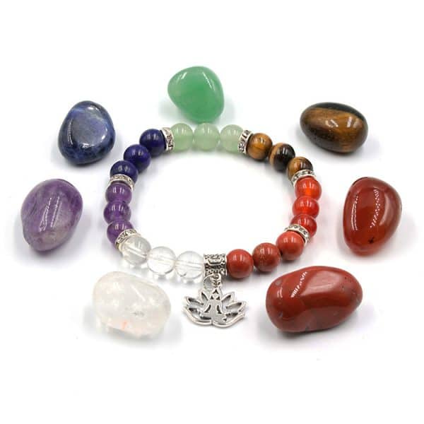 Natural Crystal Carat Irregular Colorful Stone Yoga Colorful Rough Stone Bracelet Set