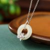 7d0976d8-0304-4b84-a54e-f91a96ad0a17.jpg S925 Sterling Silver Gold Plated Hetian Jade Flower Peace Buckle Set Chain Simple Retro