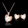 Fashion Qing New Style Jewelry Heart-shaped Pendant Necklace Earrings Two-piece Set