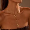 Ins European And American Stainless Steel 18K Gold Plated Adjustable Long Sweater Chain