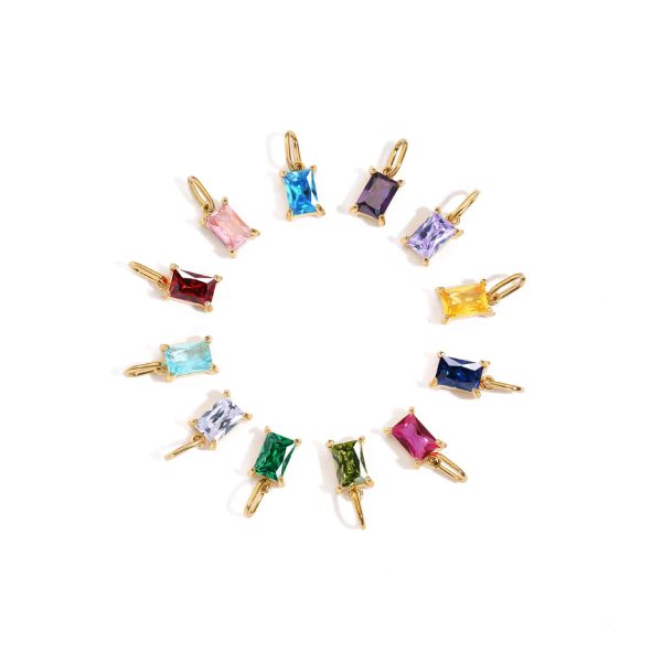 Twelve Birthstone Pendant Rectangular Zircon Accessories Pendant