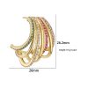Light Luxury Multi-layer Micro-inlaid Colorful Crystals Circle Personality Hollow Out C- Shaped Earrings