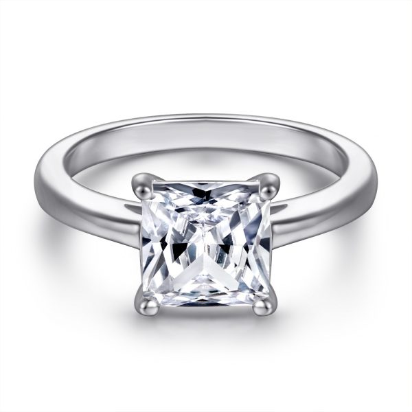 925 Sterling Silver Inlaid Square Zircon Ring