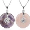 Natural Crystal Lotus Safety Buckle Pendant Multicolor Crystal Necklace