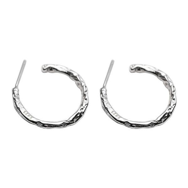 Exaggerating Unique Fashion Irregular Sculptural Feel C-shaped Circle Metal Anisotropic Large Earrings