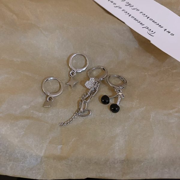 Fashion Personality Cherry Tassel Chain Ear Buckle Set