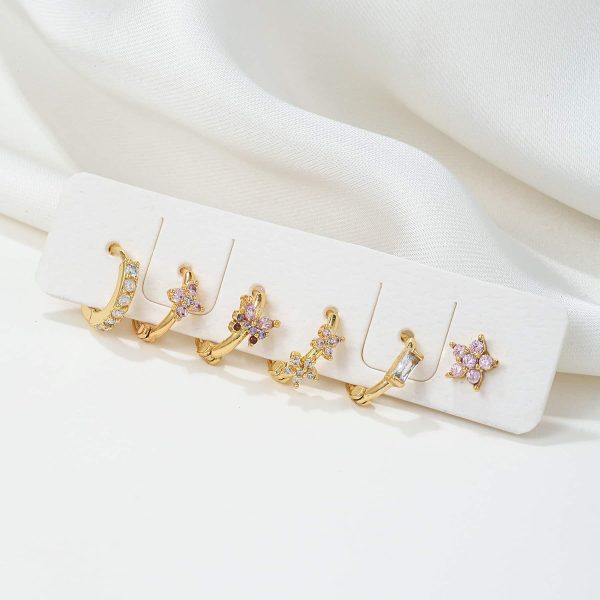 Fashion Zircon Flower Set Earrings