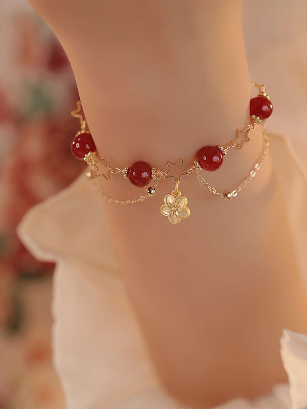 Ethnic Fashion Exquisite Natural Red Agate Double Layer Bracelet