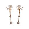 Sterling Silver Needle Mori Style Light Luxury Fritillary Flower Dual-wear Tassel Earrings