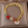 Natural Citrine Jade Ruyi Pendant Bracelet For Women
