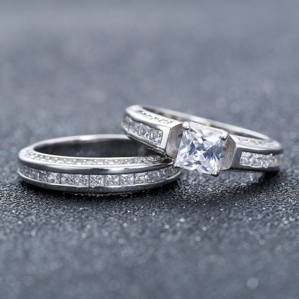 Zircon Gold-plated Ring Geometric Alloy