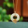 7e58bdda-18be-47de-af33-a25dfa9960f3.jpg S925 Sterling Silver Gold Plated Hetian Jade Flower Peace Buckle Set Chain Simple Retro