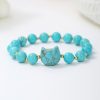Natural Stone Cat Head Bracelet Gray Moonlight