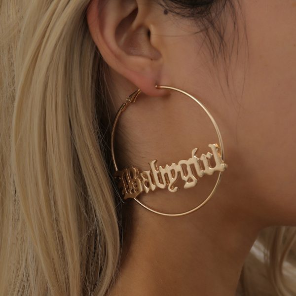 Personalized Generous Circle Geometric Letter Stud Earrings