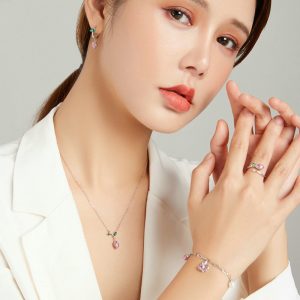 Bud Flower Necklace Earrings Jewelry Set
