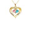 Two-color Water Drop Pendant Heart Shape With Diamond 12 Birthstone Peach Heart Necklace For Women