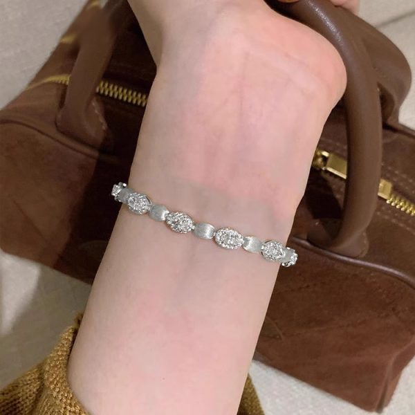 Hand-brushed Big Diamond High Carbon Diamond Bracelet