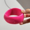 Resin Oval Wide Geometric Curved Resin Solid Color Bracelet