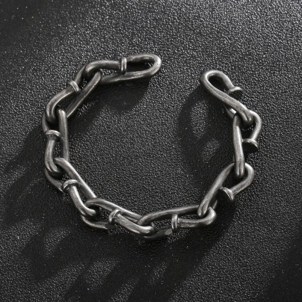 Creative Retro Personalized Nail Hook Buckle Stainless Steel Bracelet