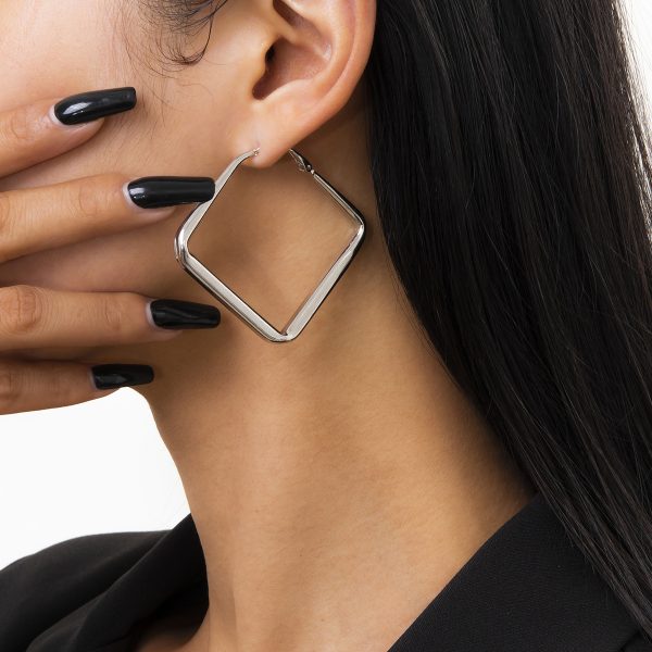 Vintage Golden Circle Square Earrings Set