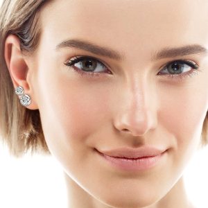 Round Moissanite Stud Earrings Bubble Couple S925 Silver