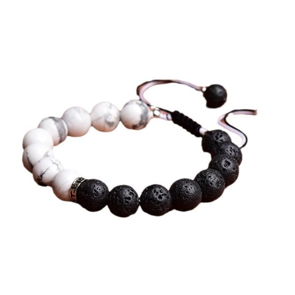 White Turquoise Volcanic Rock Couple Bracelet