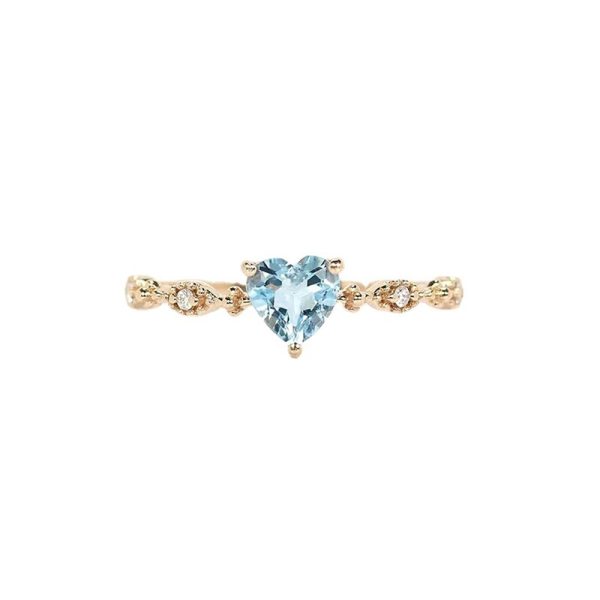 Fashion Sky Blue Glass Stone Love Heart Ring