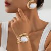 Exaggerated Geometric Trend Irregular Retro Circle Stud Earrings Bangle Women Jewelry Suit