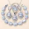 Garnet Cubic Zirconia Earrings Pendant Necklace Bracelet Ring Gift 4 PCs Set