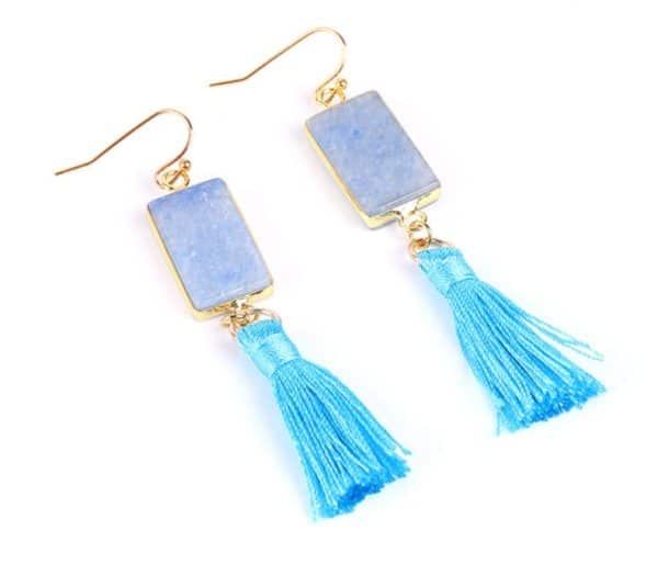 Short tassel earrings natural stone