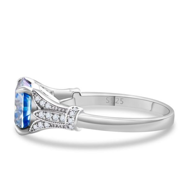 925 Silver 3 Karat Moissanite Row Diamond Ring Female