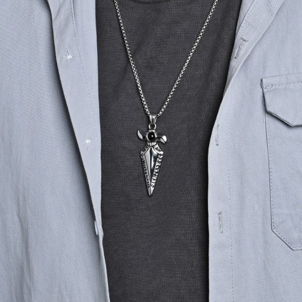 Nordic Retro Viking Text Stainless Steel Necklace