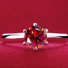 Six-claw 1 Karat Rhinestone Ring Moissanite Open Female Ring