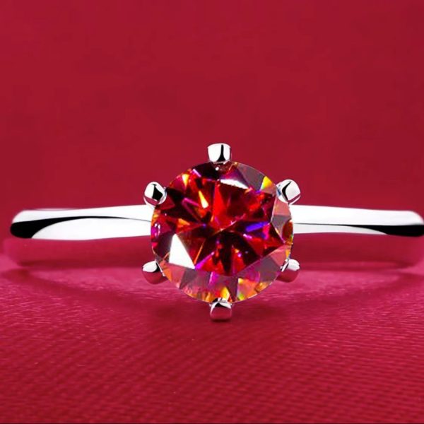 Six-claw 1 Karat Rhinestone Ring Moissanite Open Female Ring