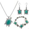 New Turquoise Turtle Animal Set Chain European And American Fashion Necklace Earring Set Jewelry Four Piece Set Jewelry