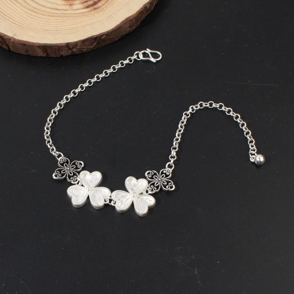 Artificial Miao Silver Ethnic Style Eardrop Frame Diy Bracelet Clover