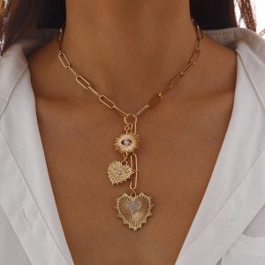 Cold Wind Heart-shaped Alloy Pendant Clavicle Chain