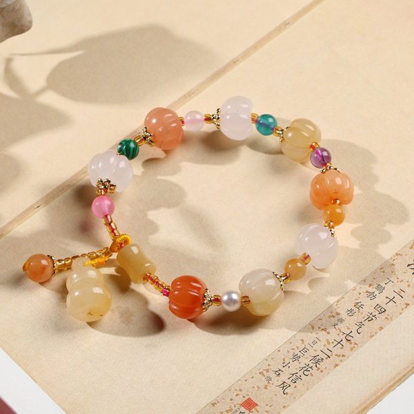 Natural Xinjiang Pumpkin Beads Bracelet Couple Retro Ethnic